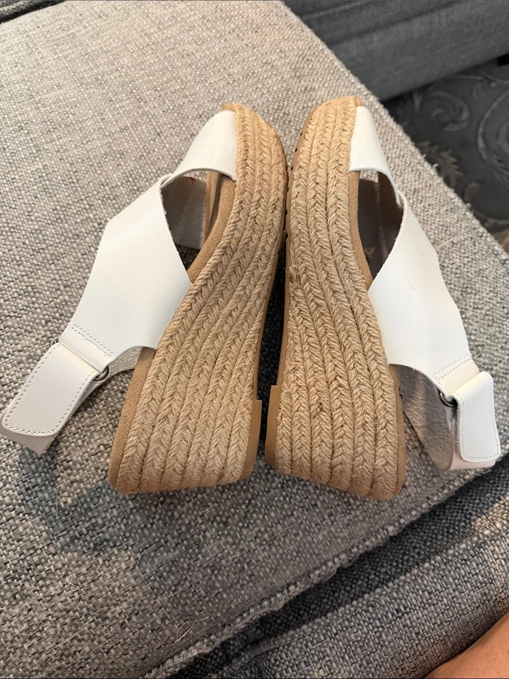 NEW CL by Laundry Dream Too Platform Wedge Espadrille Sandal White Size 8